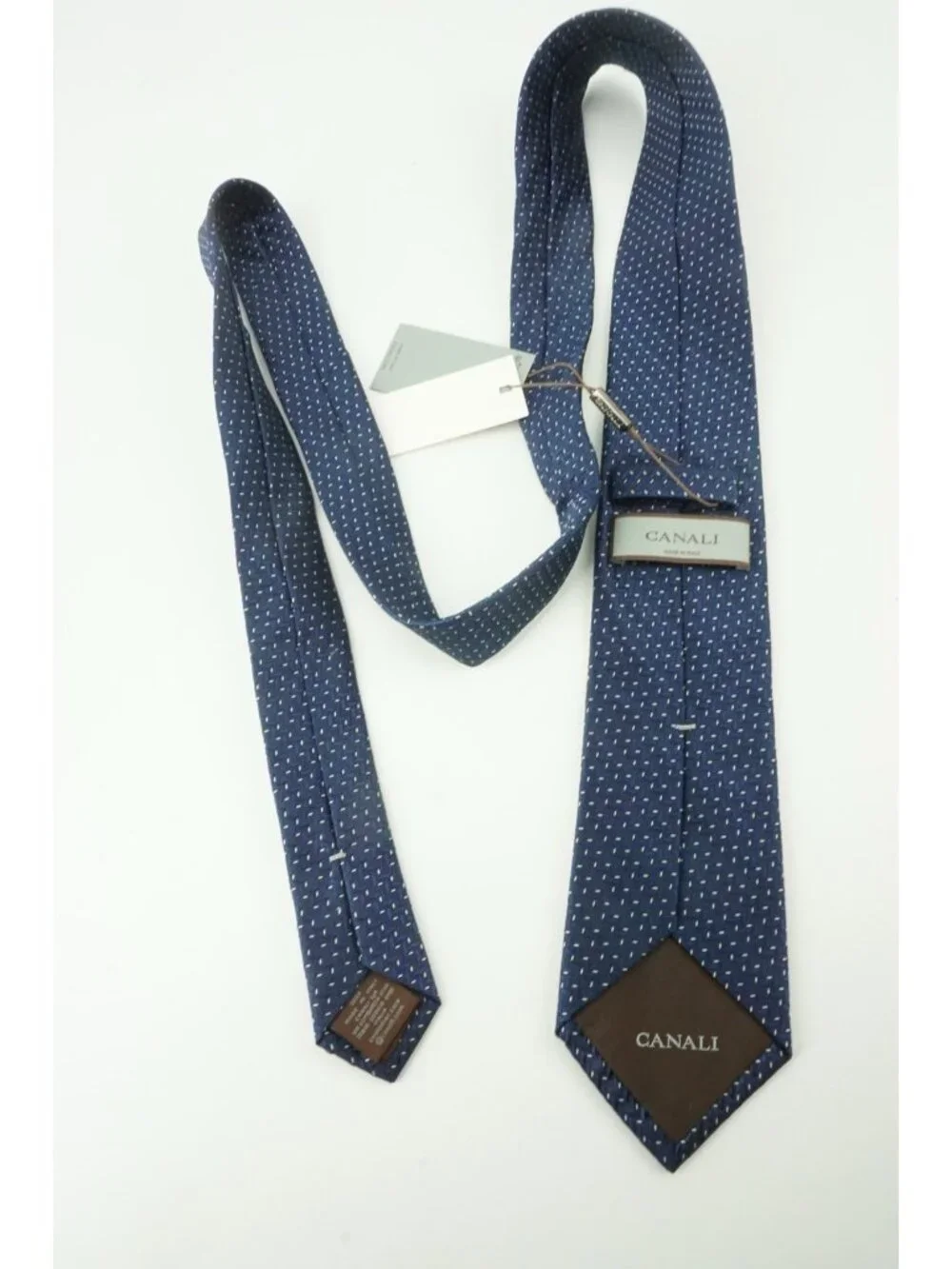 Canali Sapphire Denim Blue Geometric 100% Silk Tie Brand New With Tags